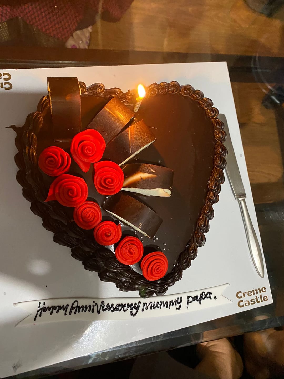 Customer photo review of Roses on Chocolate Heart