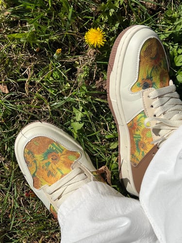 Customer photo review of Van Gogh Sunflowers inspired sneakers