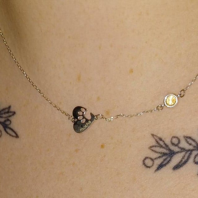 Customer photo review of Custom Engraved Paw Print Necklace