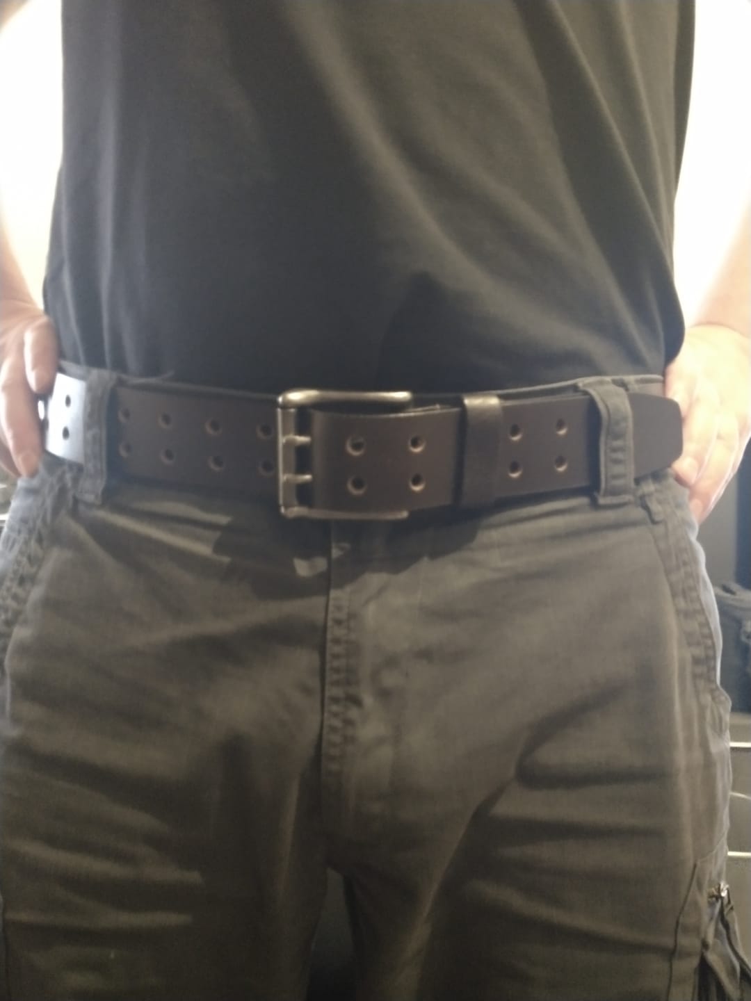Customer photo review of Brown Double Hole Full Grain Leather Belt