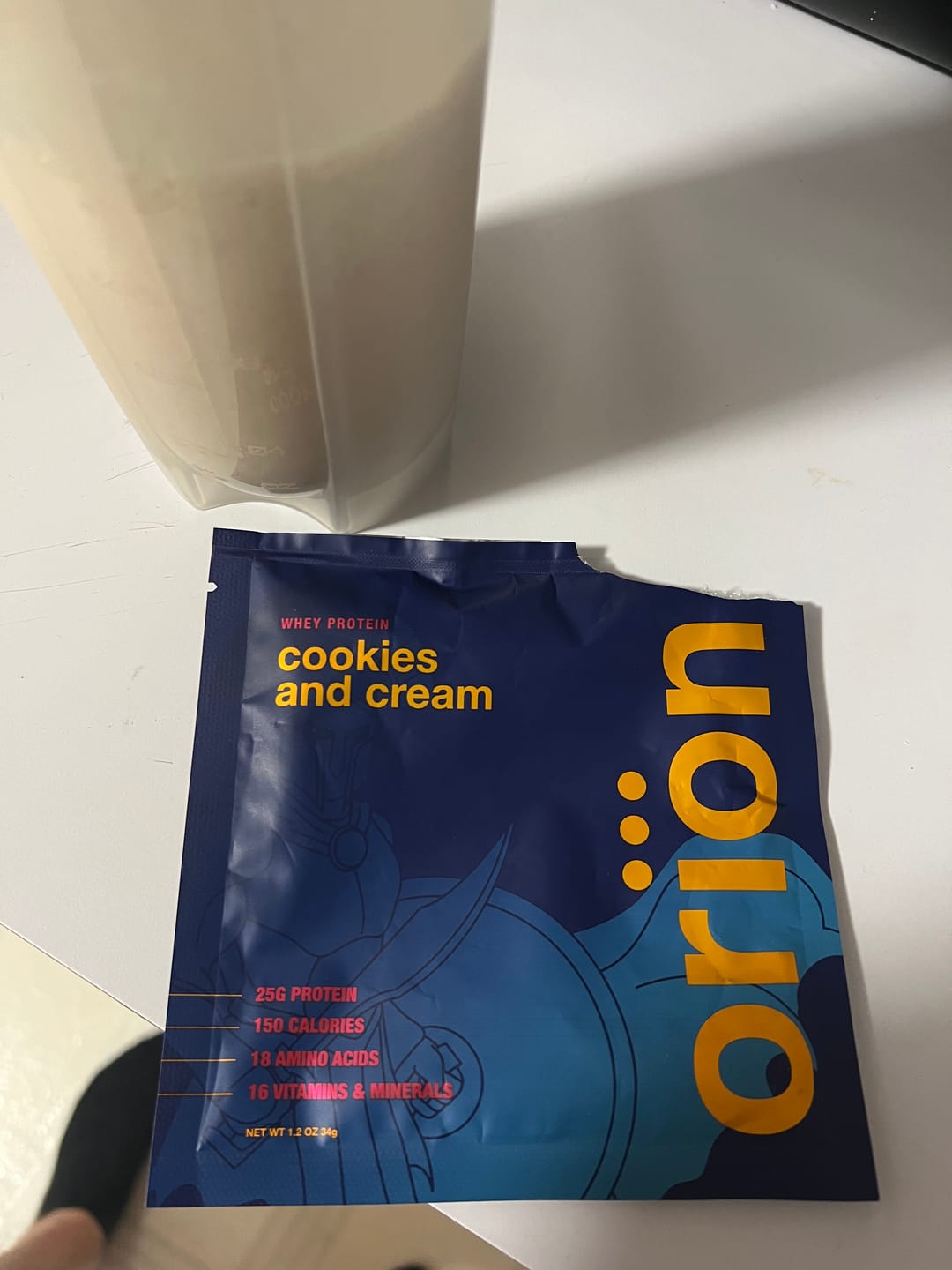 Customer photo review of Premium Cookies & Cream Whey Protein