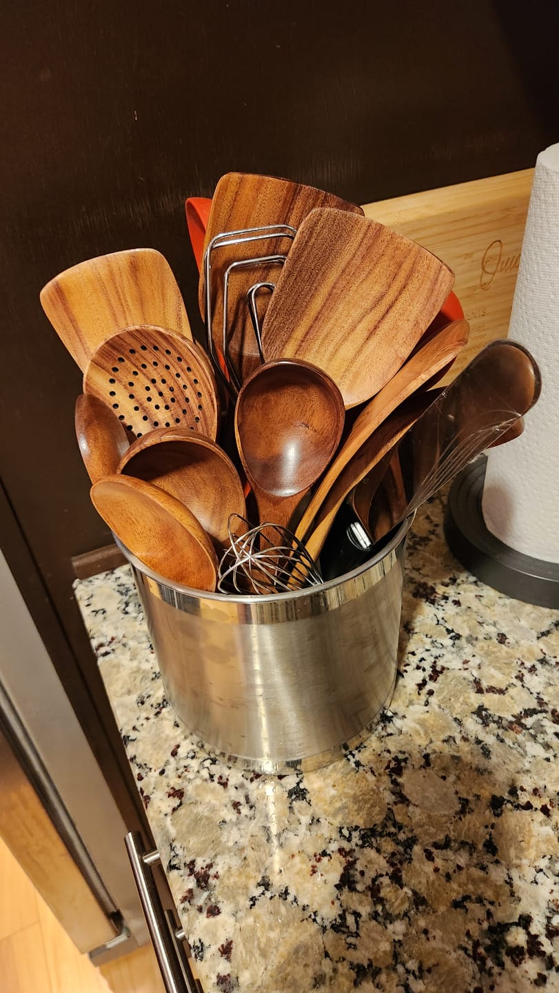 Customer photo review of Teak Wooden Utensil Set