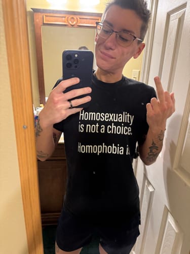 Customer photo review of Homosexuality is Not a Choice Unisex t-shirt