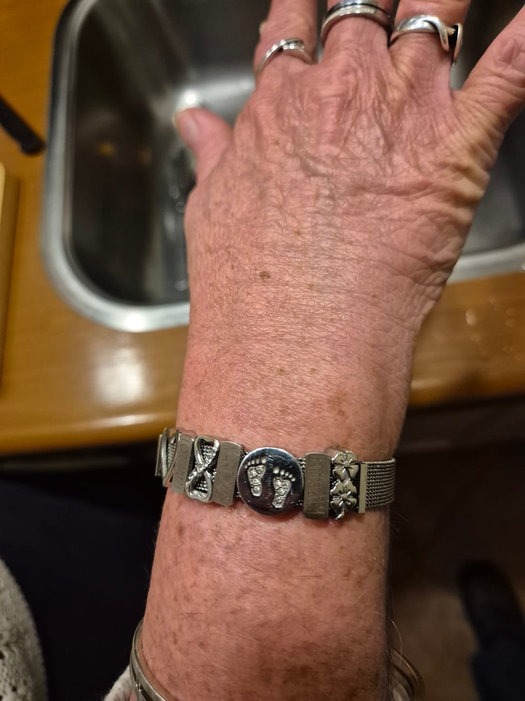 Customer photo review of Mesh charm name silver