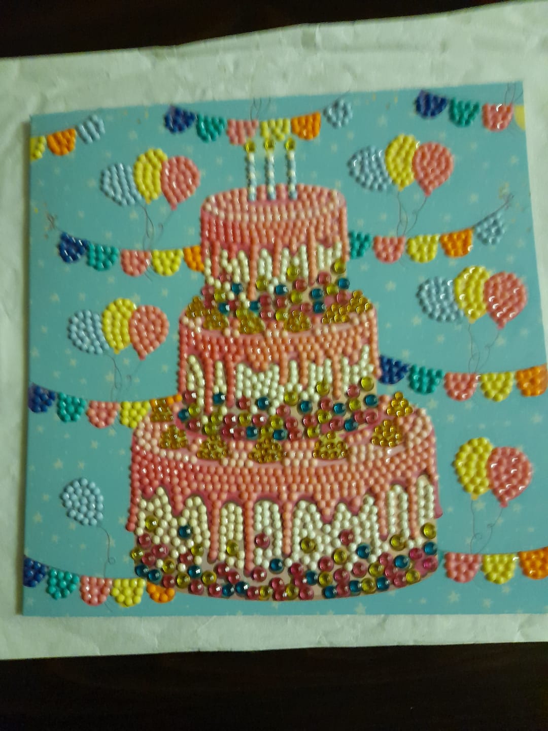 Customer photo review of "Happy Birthday" Crystal Art Card 18x18cm