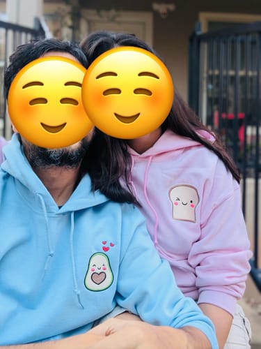 Customer photo review of Custom Avocado Toast Matching Embroidered Hoodies for Couples
