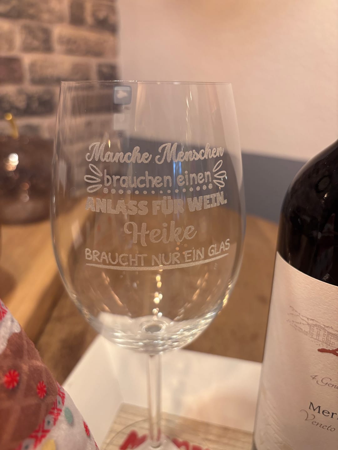 Customer photo review of Keinen Anlass - Personalisiertes Weinglas