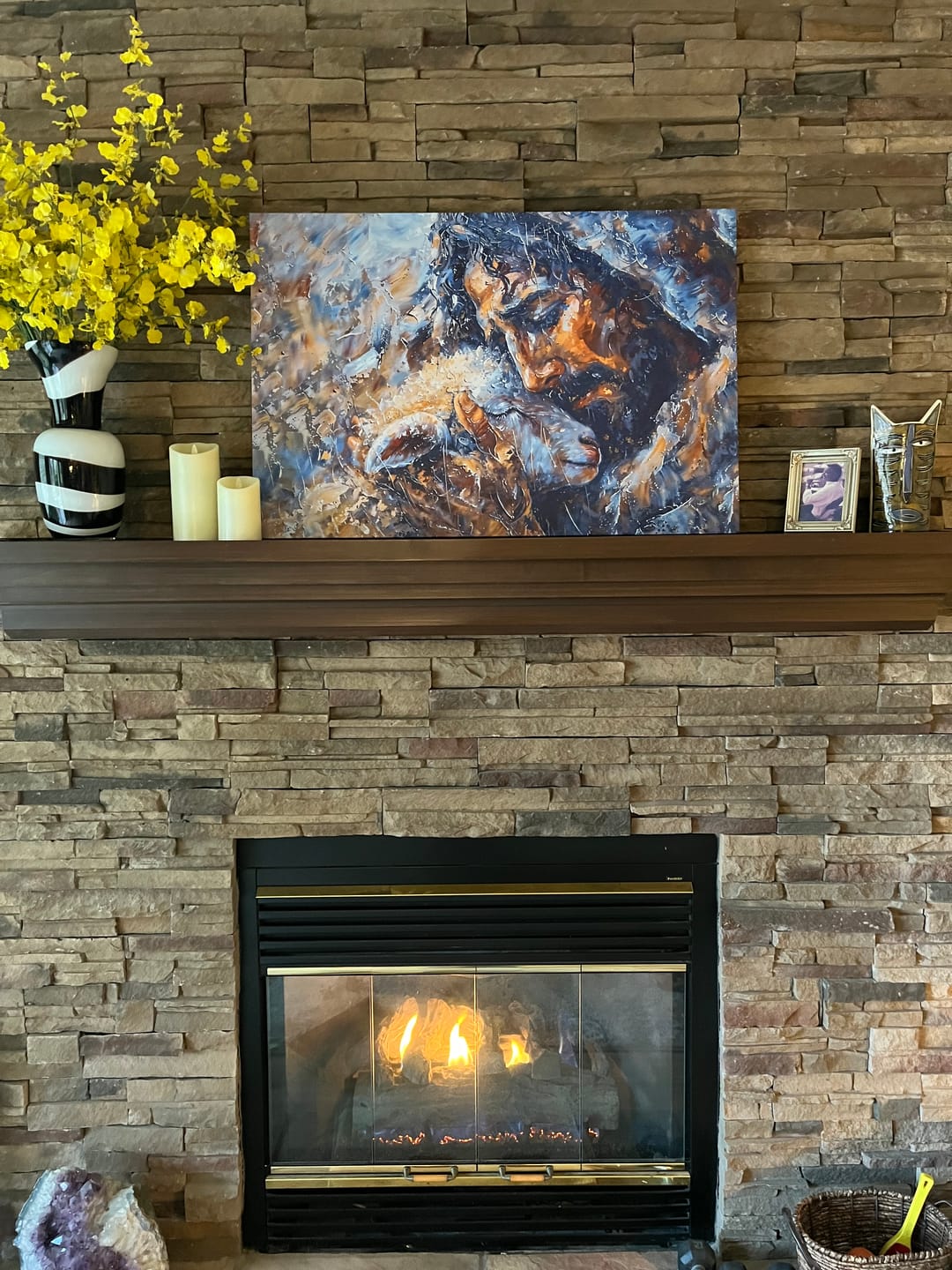Customer photo review of Abstract Painting of Jesus and Lost Lamb Wall Art Canvas