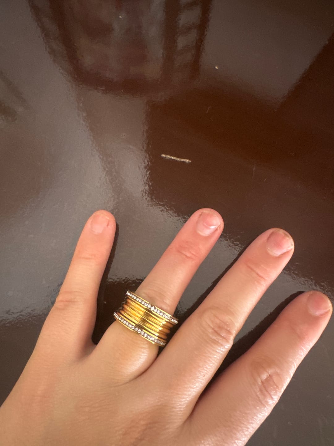 Customer photo review of Anel Luxo Imperial Banhado em Ouro 18K