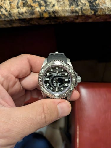 Customer photo review of Oceaneva Mens Deep Marine Explorer II Damascus Steel Dial Watch Rubber