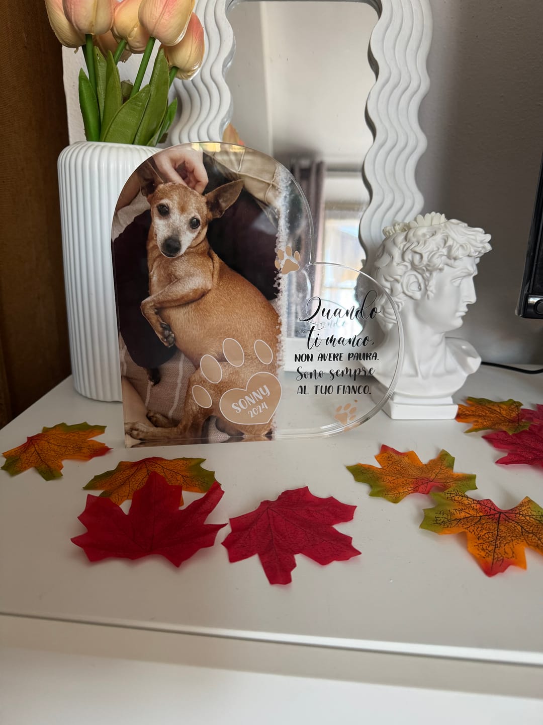 Customer photo review of Quando ti manco - Cuore in vetro personalizzato