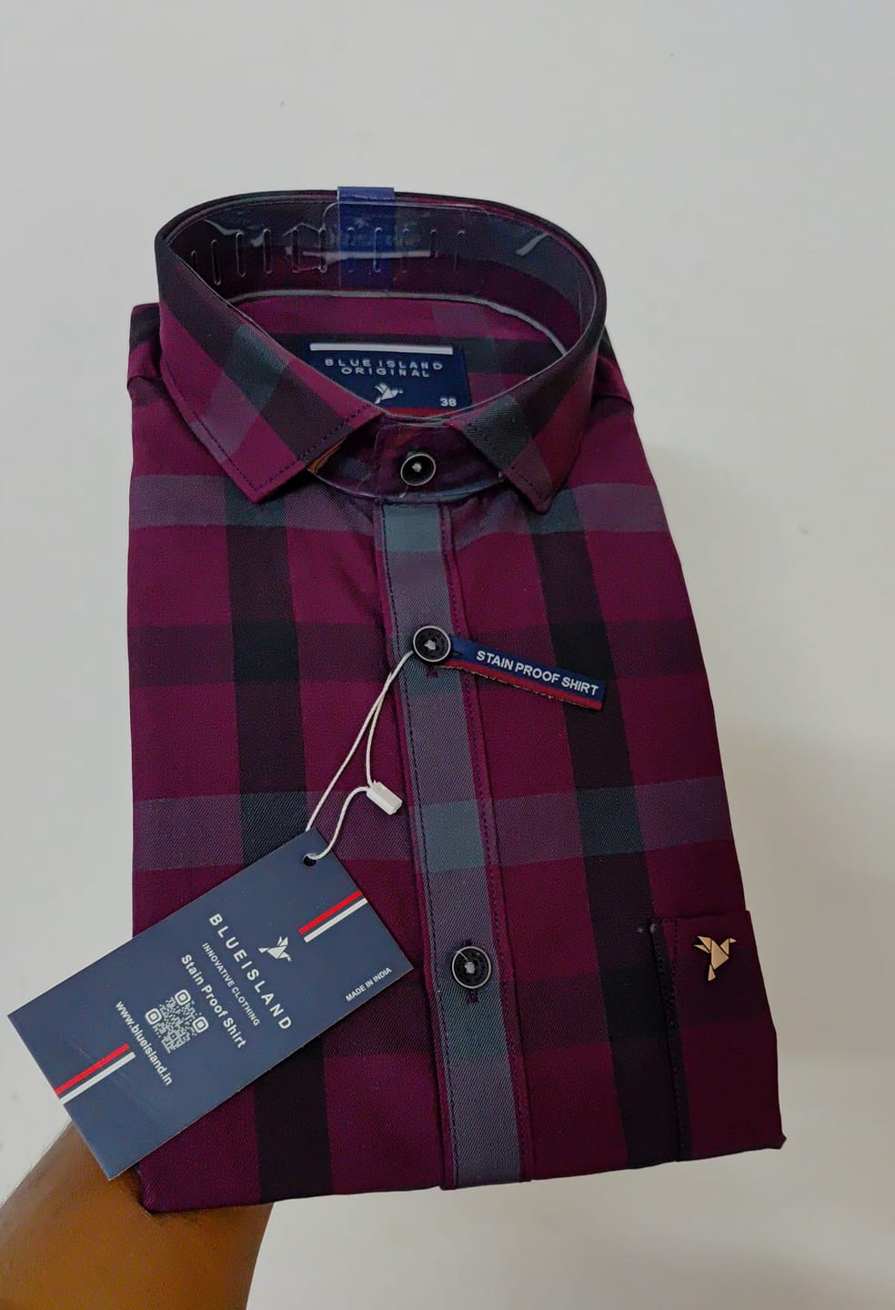 Customer photo review of Burgundy Red Checks - Full-Stain Proof