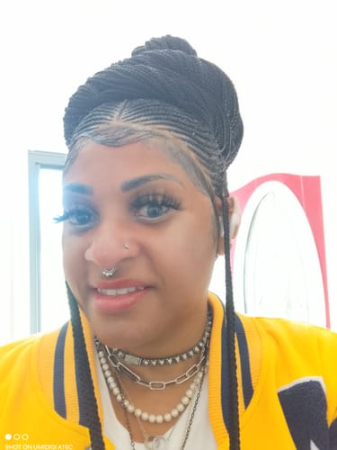 Customer photo review of Cornrow Braid Wig "Premium Swiss Full Lace" Waist Length (Myra)