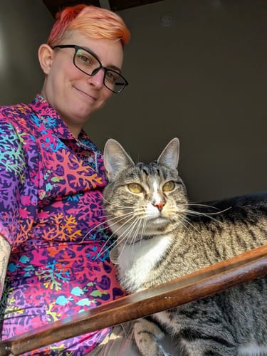 Customer photo review of Science Marine Biology Rainbow Coral Button Up Shirt
