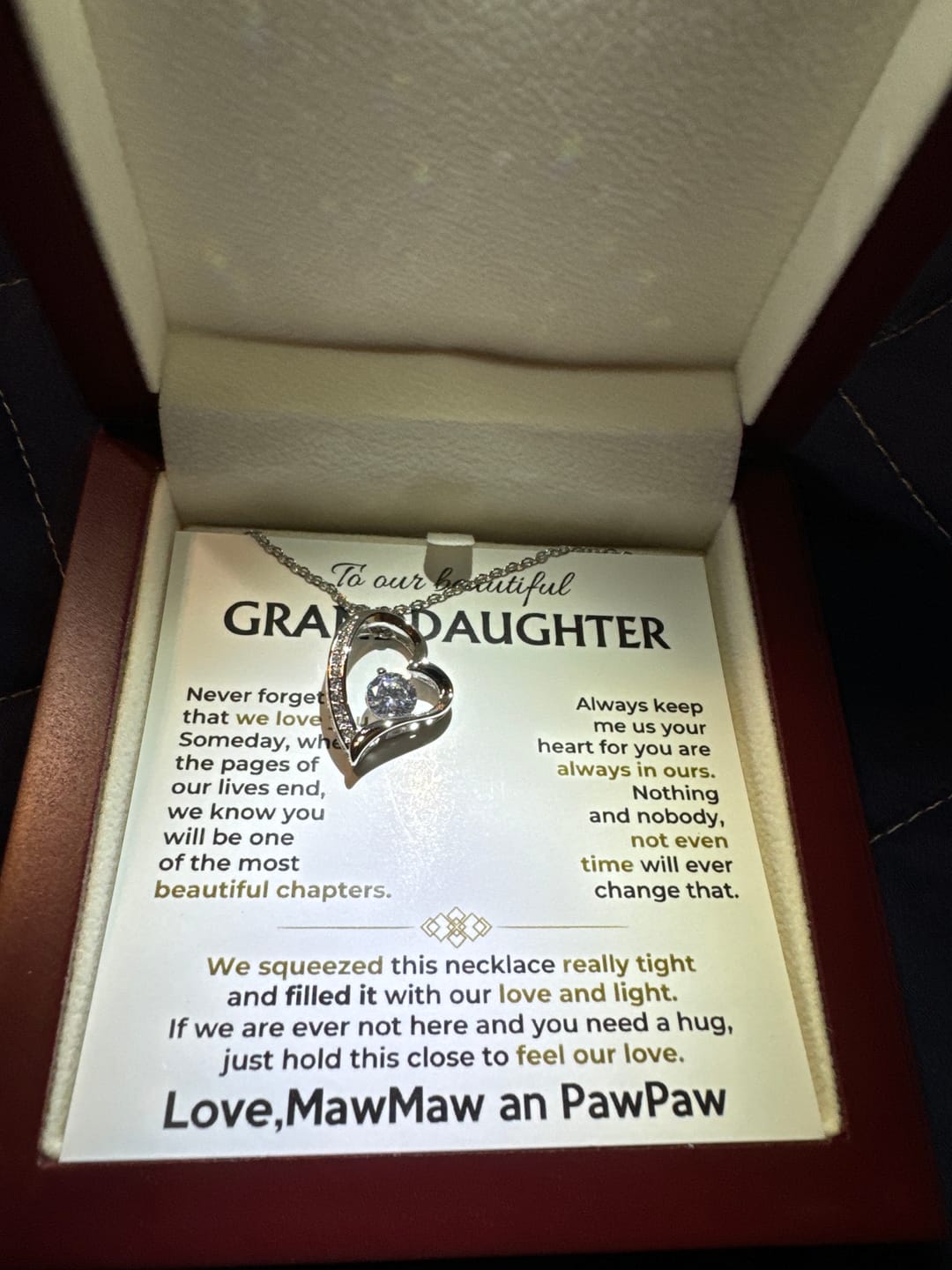 Customer photo review of To My Beautiful Granddaughter - Forever Love Necklace Gift Set - SS514V4