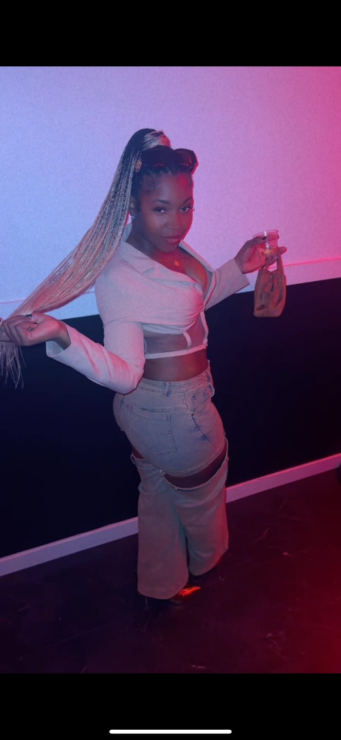 Customer photo review of Darby Washed Cut Out Denim Jeans