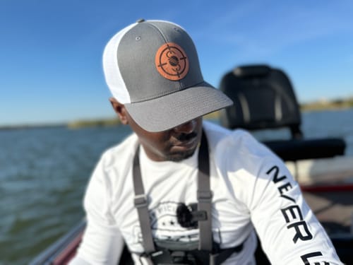 Customer photo review of Custom Leather Patch Trucker Hat - Flexfit 110