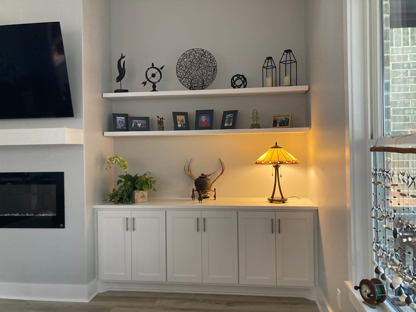 Customer photo review of Black & White Maple Floating Shelves