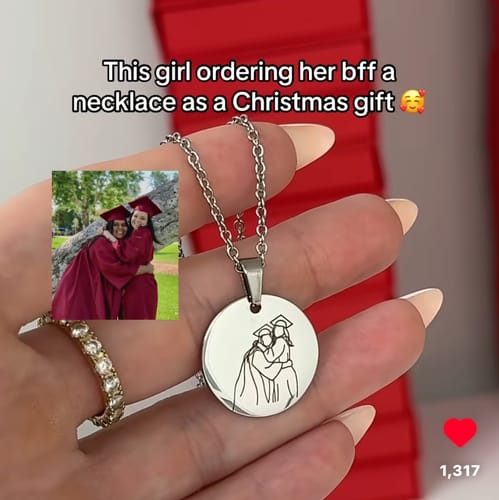 Customer photo review of Soulmate Custom Engraved Photo Circle Necklace