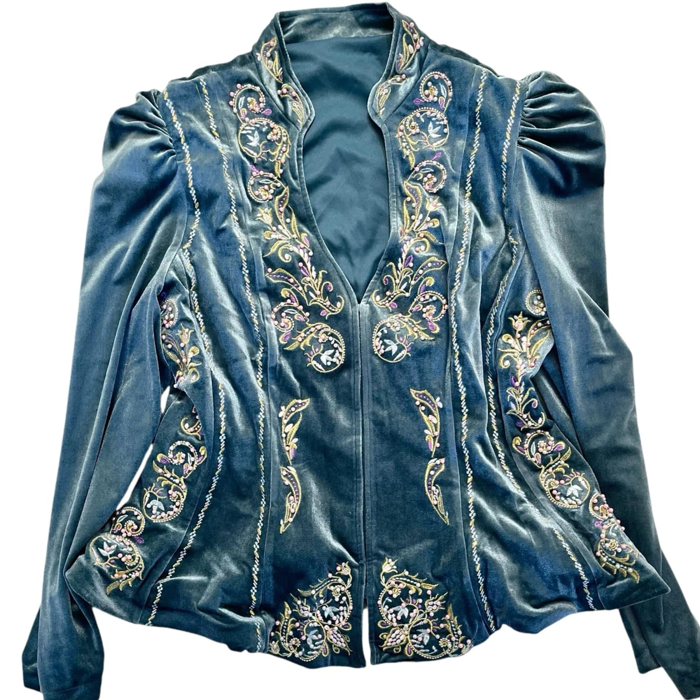 Customer photo review of Embroidered Peplum Velvet Blouse