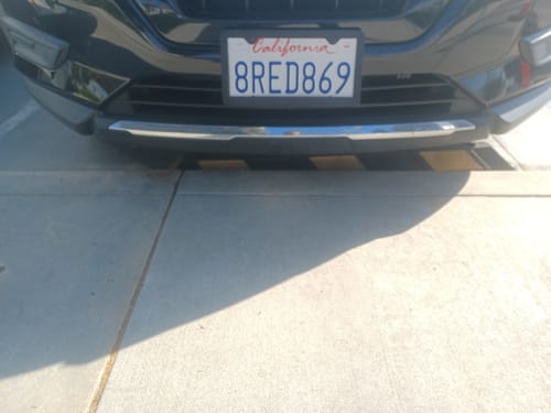Customer photo review of WHITE CALIFORNIA LICENSE PLATE IN TWO LINES - WHITE WITH BLUE TEXT 6"x12" (156.5mm x 305mm)