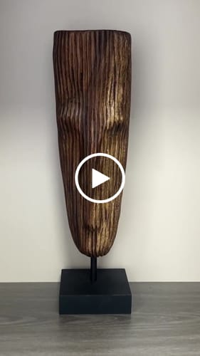 Customer video review of Abstract Face Wood Carving #WAB002