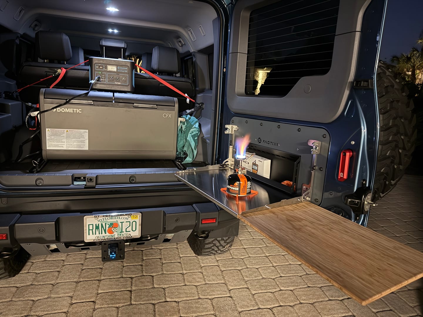 Customer photo review of Ineos Grenadier V2 Folding Tailgate Table with Extended Storage Cubby