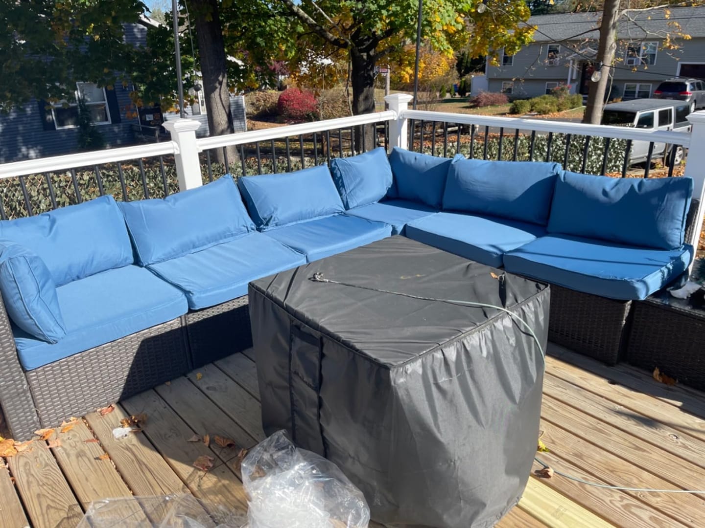 Customer photo review of Homrest Patio Replacement Cushions for  6-Seat Patio Conversation Sets, Blue
