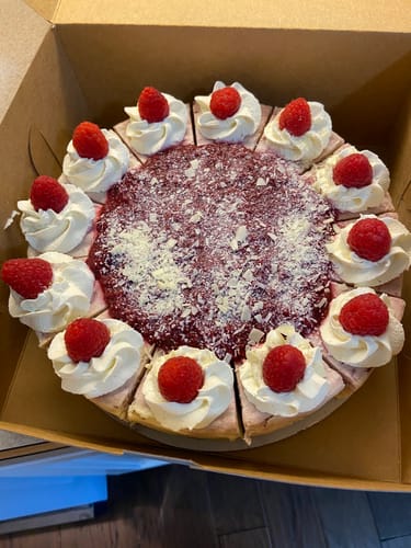 Customer photo review of White Chocolate Raspberry Cheesecake