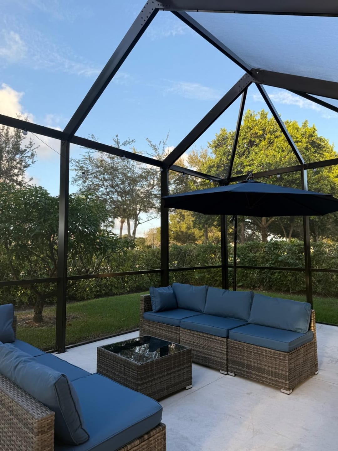 Customer photo review of Homrest Patio Replacement Cushions for  6-Seat Patio Conversation Sets, Blue