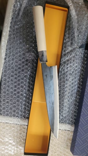 Customer photo review of Karaku Aogami Gyutou 210mm (8.2")