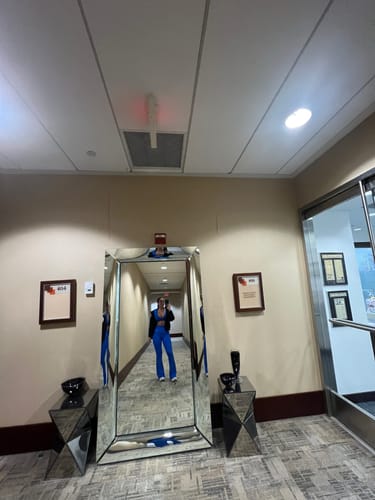 Customer photo review of Electric Blue V-Neck Crop and Flare Pant Set