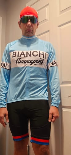 Customer photo review of Bianchi Blue Retro Long Sleeves Jersey