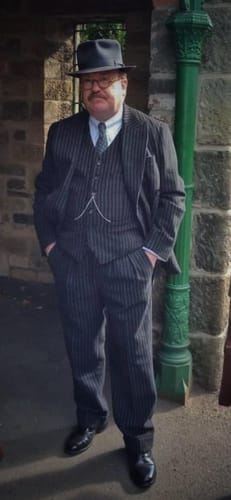 Customer photo review of Peak Lapel Double Breasted Tweed Suit Jacket