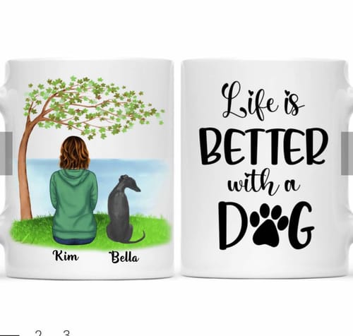 Customer photo review of Girl & Dogs - Life is better with a dog Personalised Mug