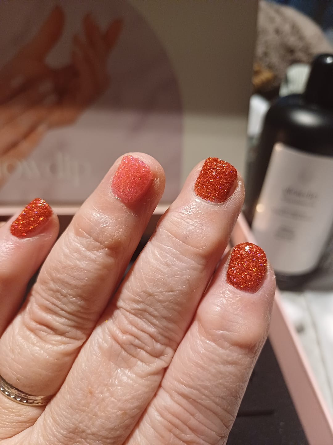 Customer photo review of Ruby Glitter Dipping Powder