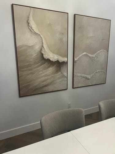 Customer photo review of Coastal Abstract Paintings – Minimalist Canvas Wall Art Set (2 Pieces)