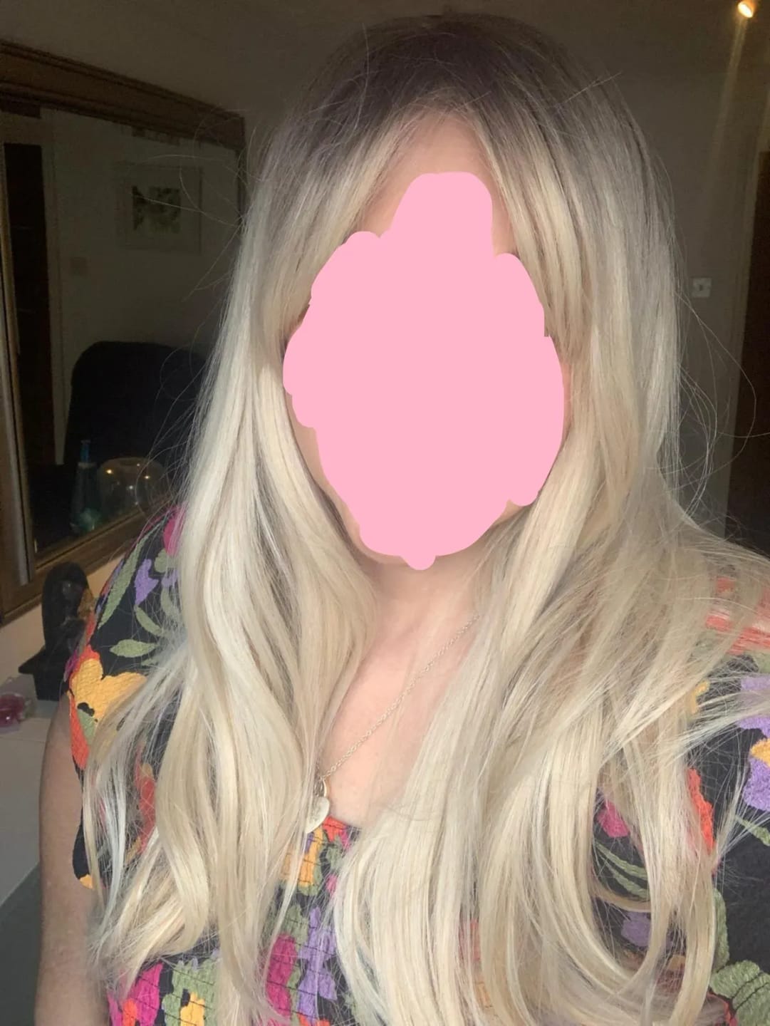 Customer photo review of High Temperature Fiber Wig Ombre Brown-Blonde Long Straight Bangs — Ombre Brown-Blonde | KIMLUD