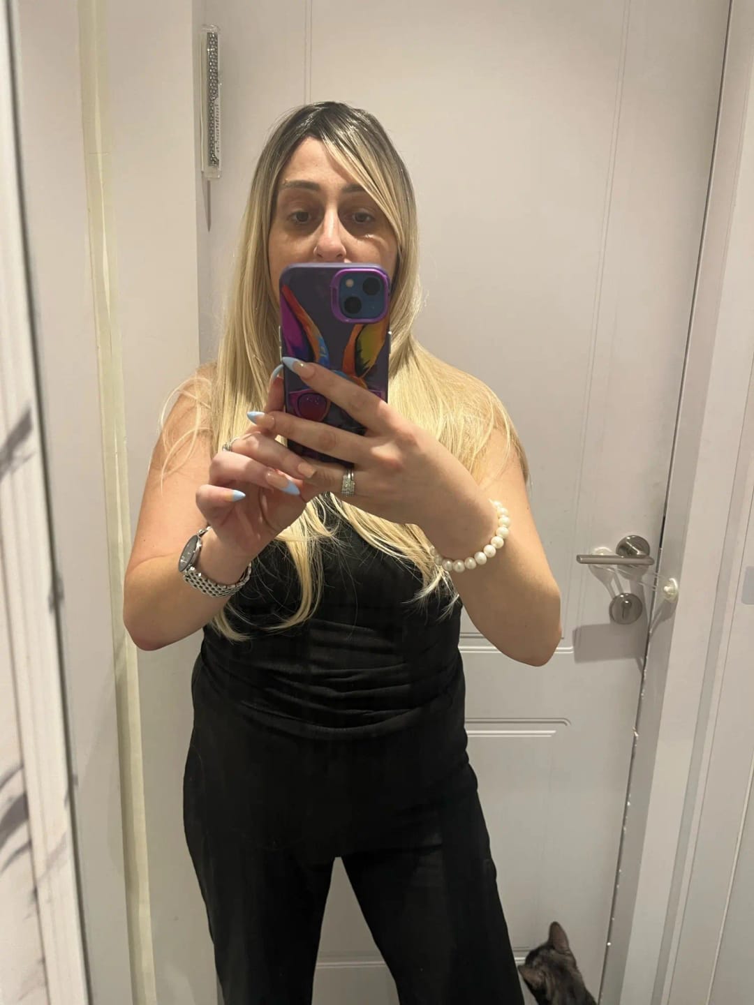 Customer photo review of High Temperature Fiber Wig Ombre Brown-Blonde Long Straight Bangs — Ombre Brown-Blonde | KIMLUD