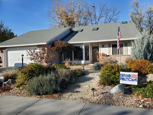 Customer photo review of Defund Politicians Yard Sign