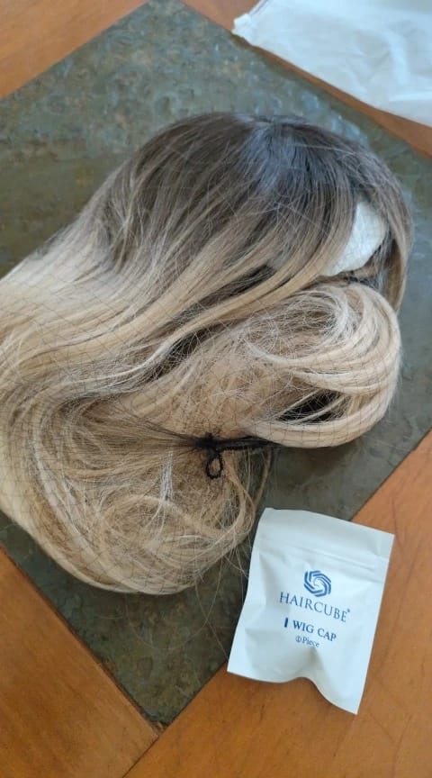 Customer photo review of High Temperature Fiber Wig Ombre Brown-Blonde Long Straight Bangs — Ombre Brown-Blonde | KIMLUD