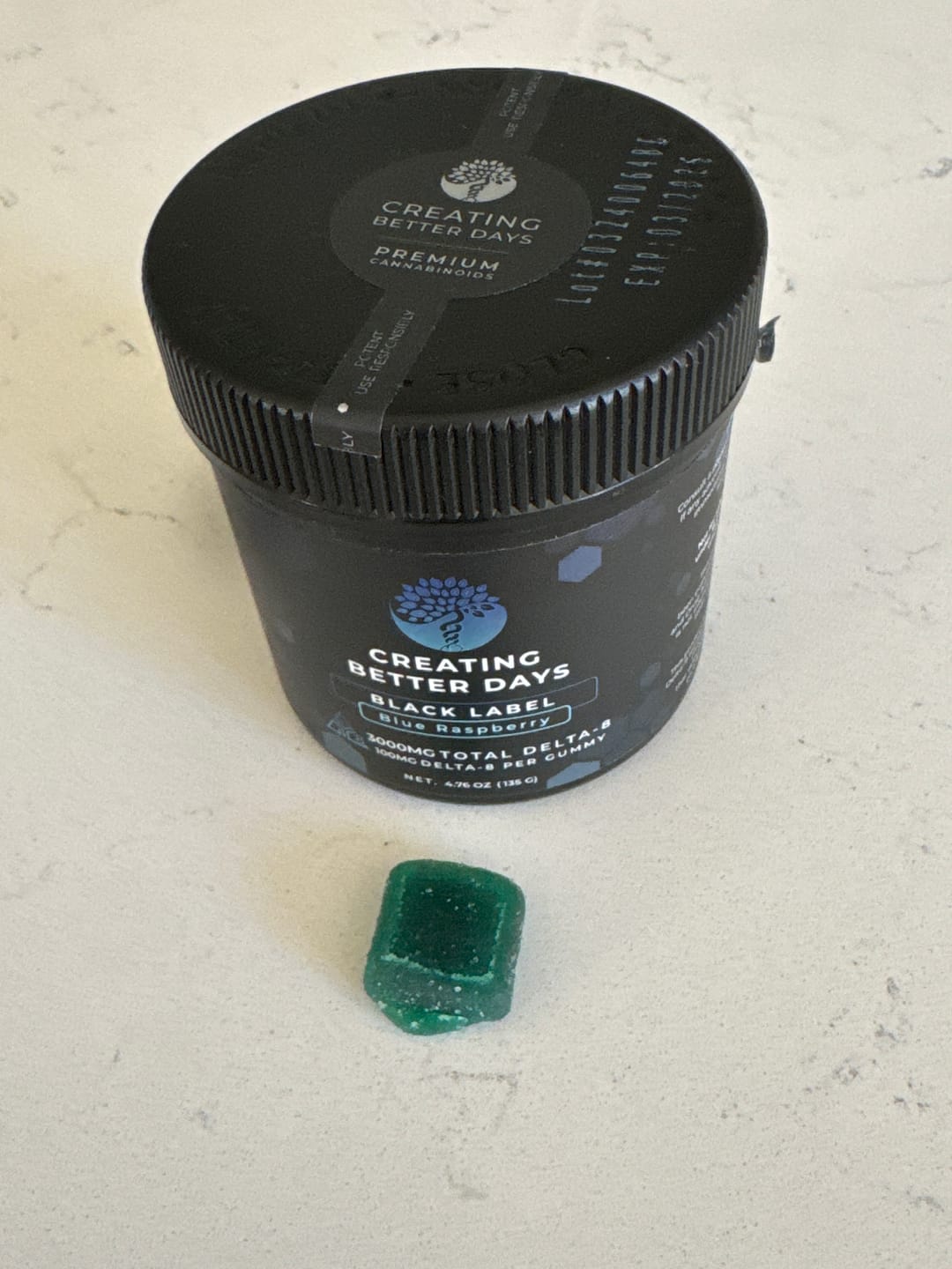 Customer photo review of 3,000mg Delta-8 Gummies - Blue Raspberry