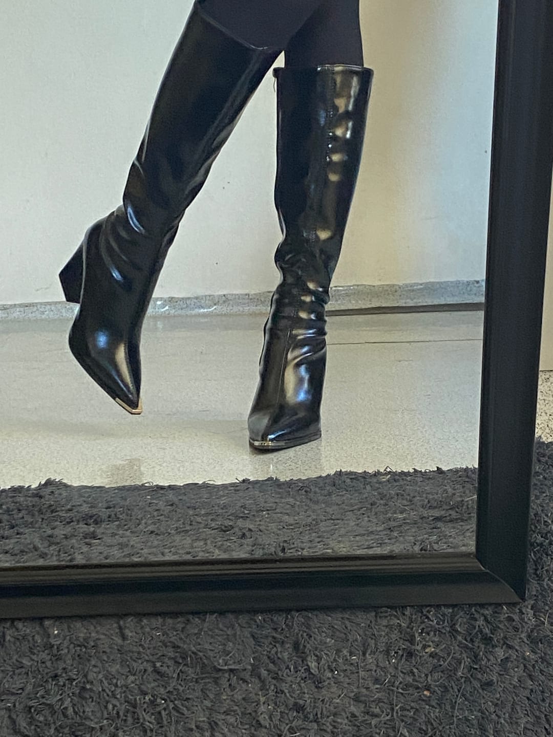 Customer photo review of James Knee High Pointed Leather Boots
