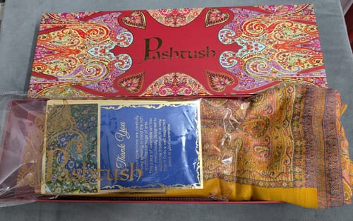 Customer photo review of Pashtush Women'S Jamawar Shawl, Mustard