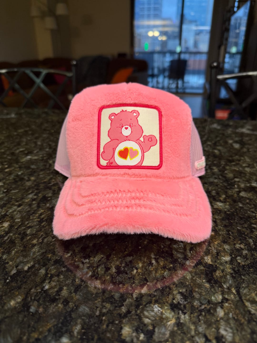 Customer photo review of OVERLORD X Care Bears:  Love-A-Lot Bear Trucker Cap