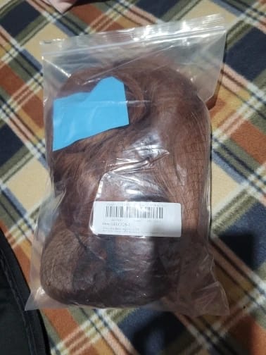 Customer photo review of High Temperature Fiber Wig Ombre Brown-Blonde Long Straight Bangs — Ombre Brown-Blonde | KIMLUD