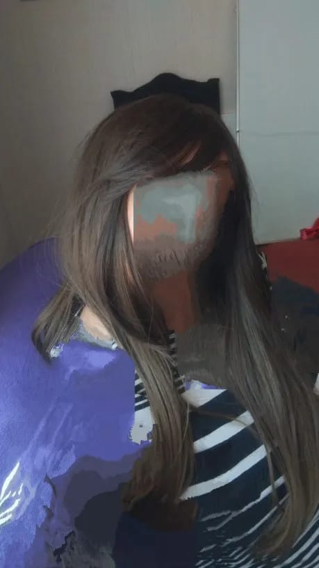 Customer photo review of High Temperature Fiber Wig Ombre Brown-Blonde Long Straight Bangs — Ombre Brown-Blonde | KIMLUD