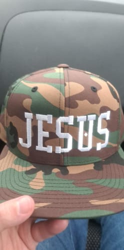 Customer photo review of Jesus w/Diamond, White Thread Embroidered - Christian Hat
