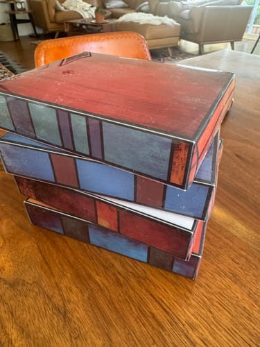 Customer photo review of Stacked Books Desk Lamp