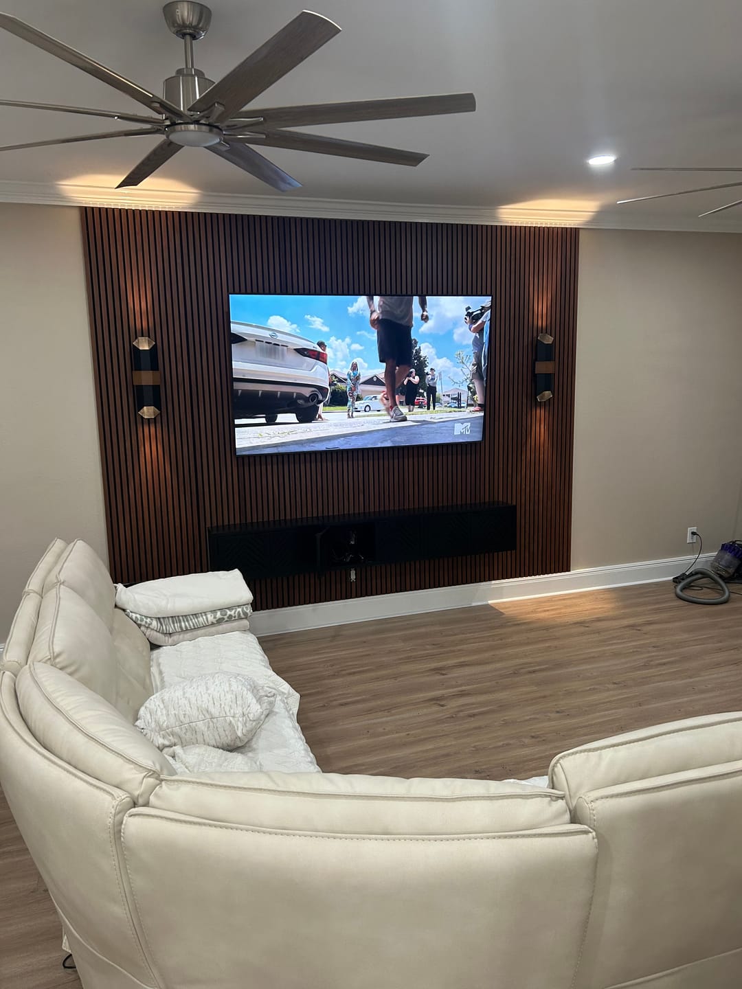 Customer photo review of Natural Walnut Acoustic Slat Panels 118"